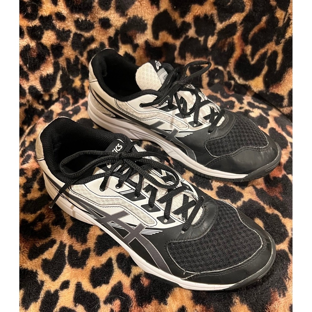 Asics Womens Upcourt Volleyball Gym‎ Shoes Black White B755Y Size 6.5